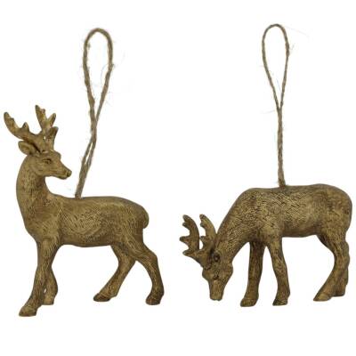 Deko Anhänger Hirsch gold gesenkter Kopf