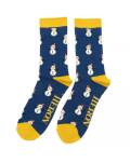 Mr Heron: Bambus Socken Herren Schneemann navy