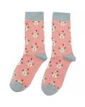 Miss Sparrow: Bambus Socken Damen Schneemann rosa