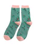 Miss Sparrow: Bambus Socken Damen Winter Holly Sprigs