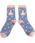 Miss Sparrow: Bambus Socken Damen Snow Globes denim