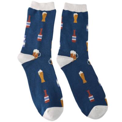 Mr Heron Bambus Socken Herren Heres to beer blau