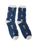 Mr Heron Bambus Socken Herren Heres to beer blau
