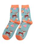 Miss Sparrow: Bambus Socken Damen Waldtiere blau