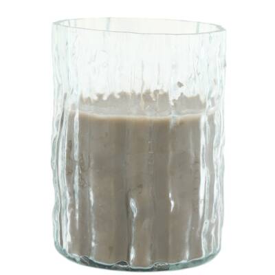 Kerze im Glas-Windlicht taupe D9,5cmx12cm hoch