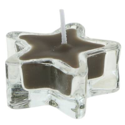 Stern Kerze im Glas taupe 6er-Set 5,3cm