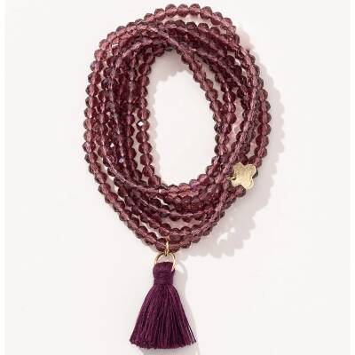 Lumisha: Halskette Glasschliffperlen-Quaste marsala