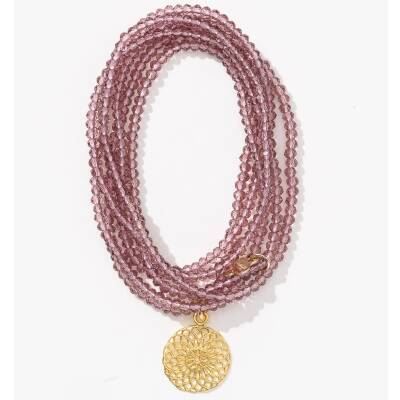 Lumisha: Halskette Mini-Kristall marsala-Anhänger gold