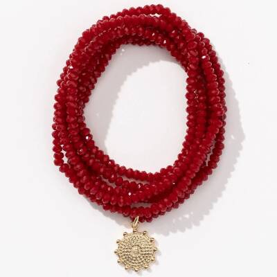 Lumisha: Halskette Mini-Kristallkette rot Anhänger