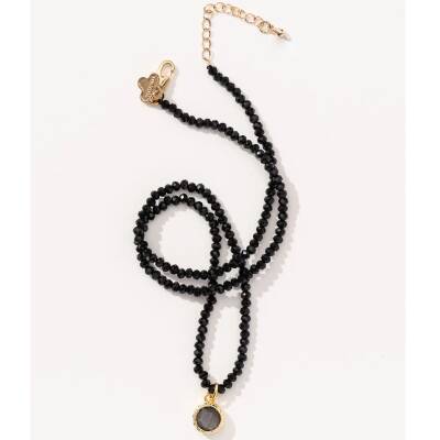 Lumisha: Halskette Mini-Kristallkette kurz  schwarz