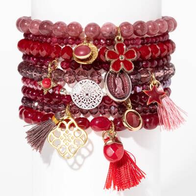 Lumisha Armband beere 4mm-rot-Drop gold