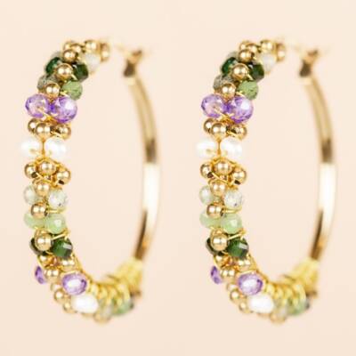 Muja Juma: Ohrringe Creolen 30mm Amethyst mixed