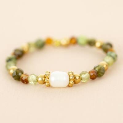 Muja Juma: Perlen Ring elastisch Tigerauge mixed