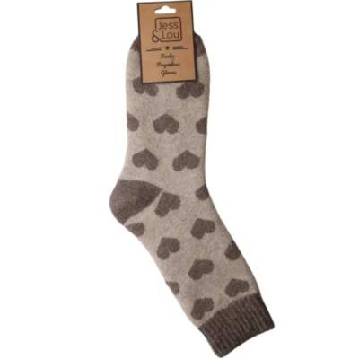 Jess&Lou: Socken zum Kuscheln Herzen cappuccino
