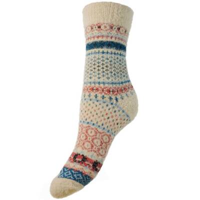Wollsocken Damen Joya Patterned cream-blue-lachs