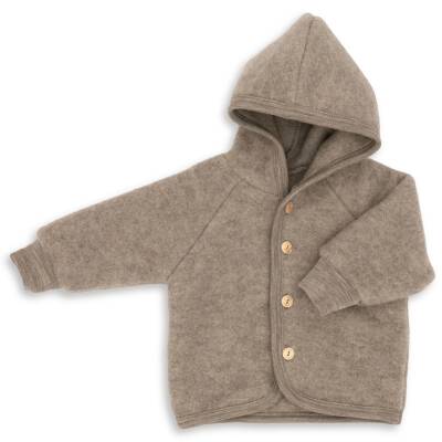Engel: Wollfleece Jacke mit Kapuze walnuss