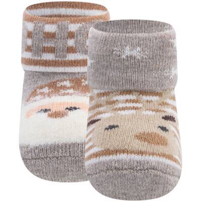 Babysöckchen beige 2Paar Rentier-Weihnachtsmann Ewers