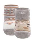 Babysöckchen beige 2Paar Rentier-Weihnachtsmann Ewers