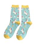Miss Sparrow: Bambus Socken Unicorn hellblau
