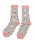 Miss Sparrow: Bambus Socken Damen Schneemann grau