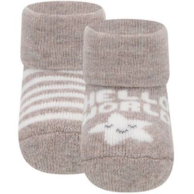 Babysocken beige Hello World 2erPack Ewers