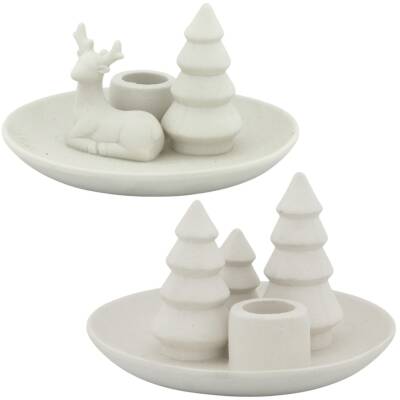 Home Society: Kerzenhalter Weihnachten Porzellan