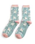 Miss Sparrow: Bambus Socken Damen Sleepy cats blau