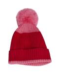The Moshi: Mütze mit Bommel gestrickt rot-pink