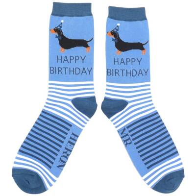 Mr Heron: Bambus Socken Herren Birthday Dackel denim