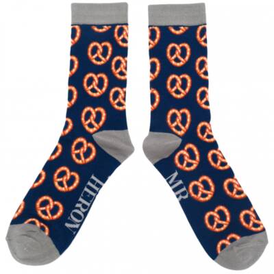 Mr Heron: Bambus Socken Herren Brezeln navy
