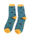 Mr Heron: Bambus Socken Herren Dackel  petrol