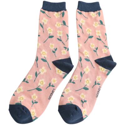 Miss Sparrow Bambus Socken Damen Petite Flowers rosa