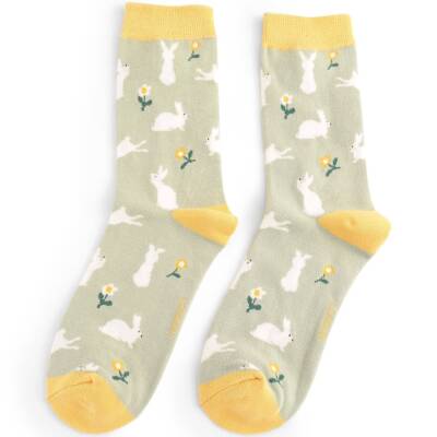 Miss Sparrow: Bambus Socken Bunnies&Daisies mint