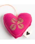 Good old friends: Herzanhänger Stoff pink -Kleeblatt