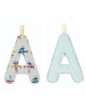 Stoffbuchstaben zum Aufhängen nachtleuchtend A blau