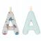 Stoffbuchstaben zum Aufhängen nachtleuchtend A blau