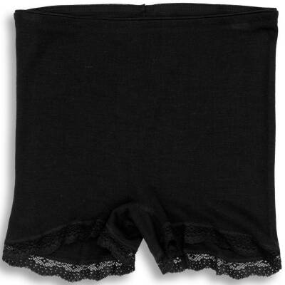 Engel: Damen Pants mit Spitze schwarz Wolle-Seide