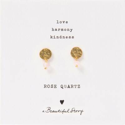 A Beautiful Story: Ohrringe Mini Coin Rosenquarz gold