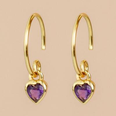 Muja Juma: Ohrringe gold Herz- Amethyst