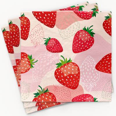 Chicmic: Servietten Erdbeeren 33x33cm 20 Stück