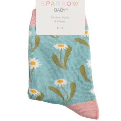 Miss Sparrow: Kinder Socken Bambus Daisies blau 4-6 Jahre