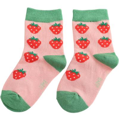 Miss Sparrow: Kinder Socken Bambus Erdbeeren rosa
