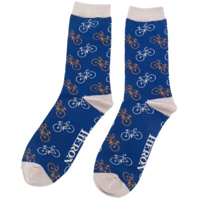 Männersocken Bambus blau Fahrrad Motiv MR Sparrow