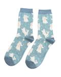 Miss Sparrow: Bambus Socken Bouncy Bunnies hellblau