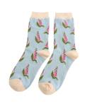 Miss Sparrow: Bambus Socken Fingerhut Blumen hellblau