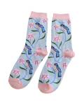 Miss Sparrow: Bambus Socken Sweet Bird hellblau