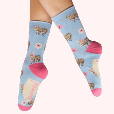 Powder: Socken Damen Bambus Highland Cow