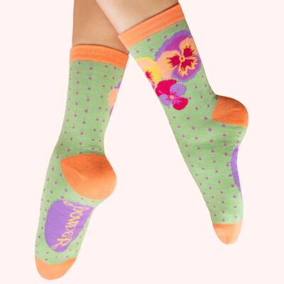 Powder: Socken Damen Bambus Spring Pansies
