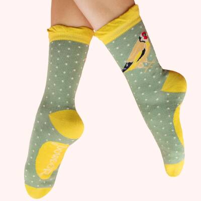 Powder: Bambus Socken Damen Vogel Stieglitz