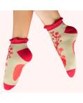Powder: Sneaker Socken Damen Bambus Rouge Blooms